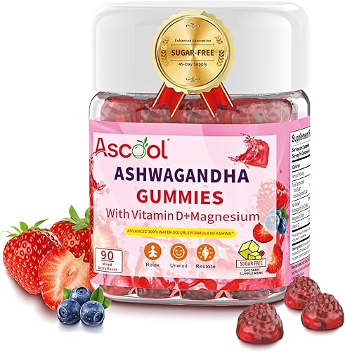 Ascool Ashwagandha Gummies for Stress Support & Relaxation with Ma