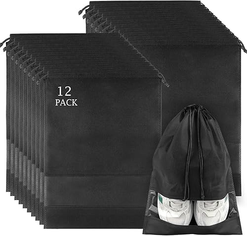 12 Pack Large Shoe Bags for Packing with Clear Window, Dustproof Draws