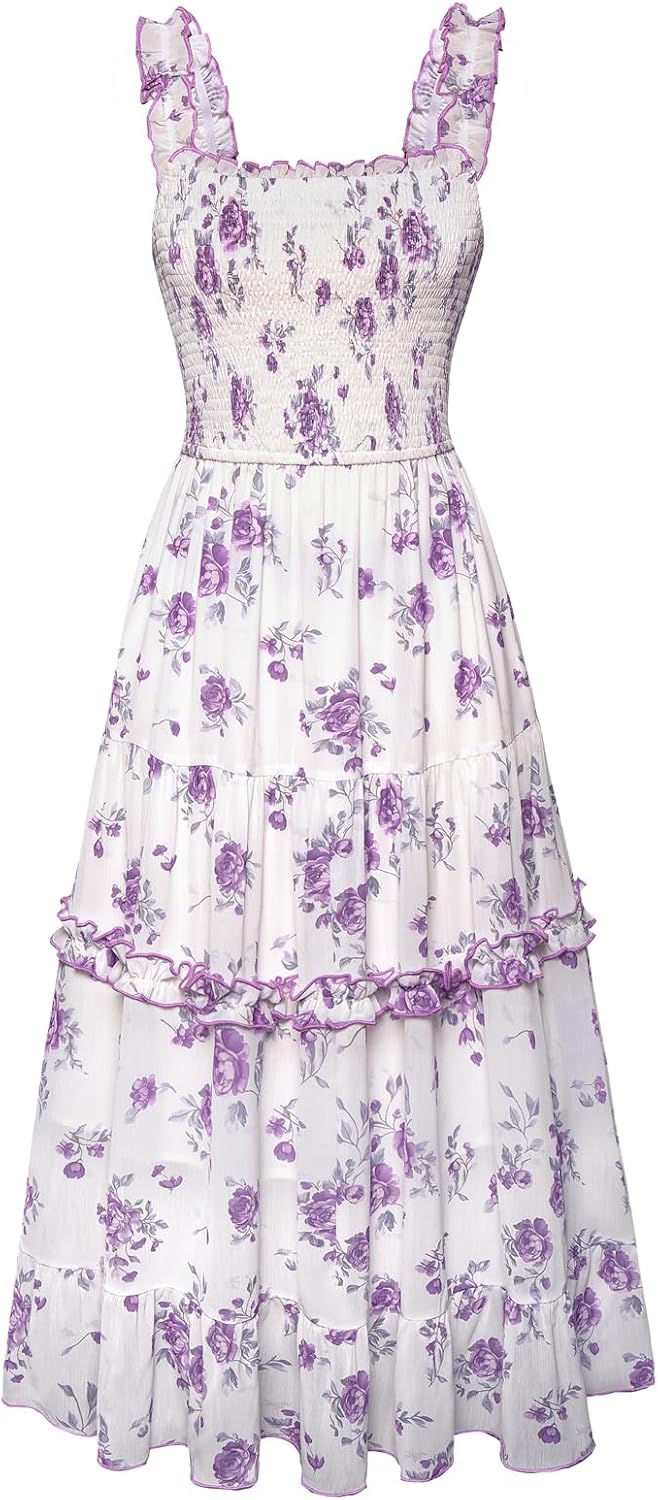 SCARLET DARKNESS Cottagecore Smocked Floral Sundress