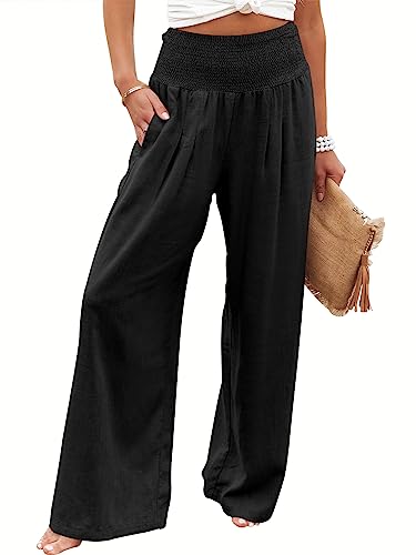 The Best Linen Pants for Women (Breezy, Flattering & Worth Every Penny) ANRABESS Boho Wide Leg High Waist Linen Pants
