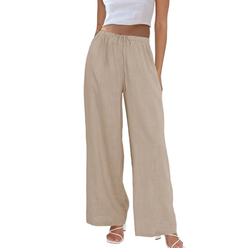 The Best Linen Pants for Women (Breezy, Flattering & Worth Every Penny) Duyang Cotton Linen Elastic Waist Palazzo Pants