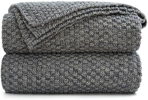 Longhui Bedding Cotton Knit Throw – Grey