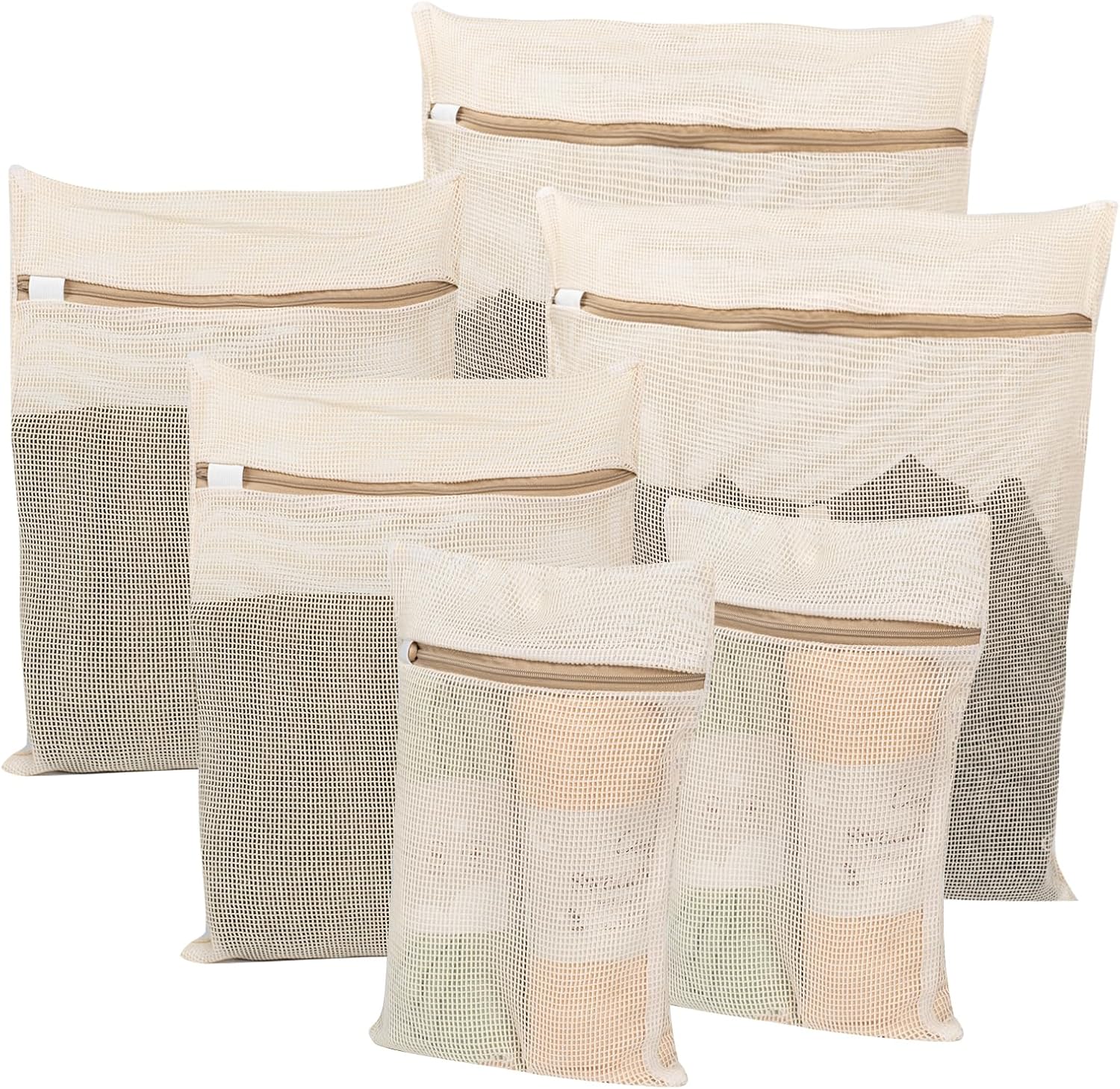 Cotton Mesh Laundry Bags 6-Piece Set
