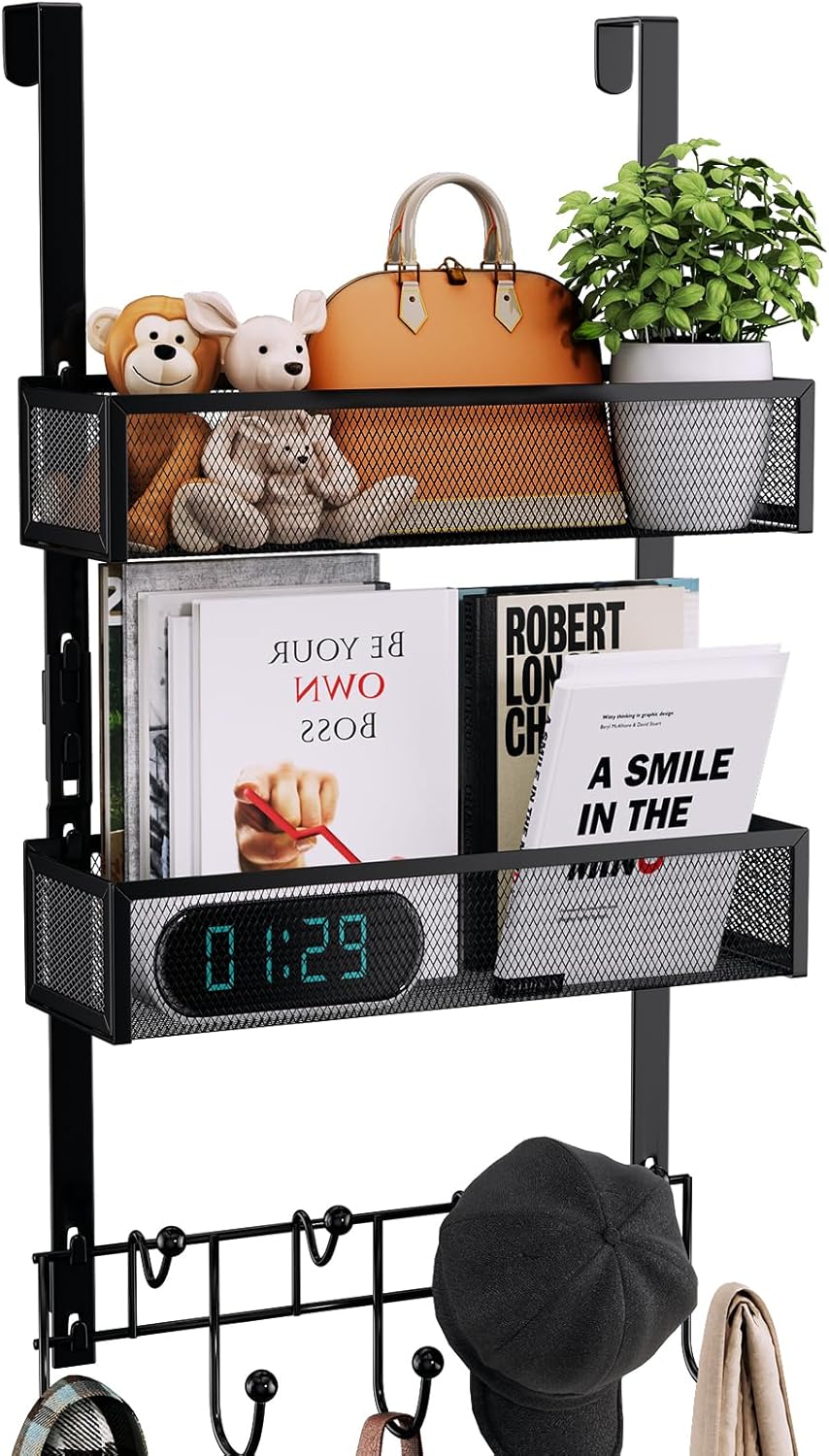 Consumest Over The Door Hooks Organizer with Mesh Baskets