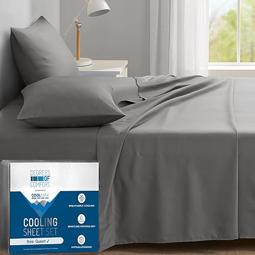 Degrees of Comfort Coolmax® Cooling Bed Sheets Queen Size for Hot Slee