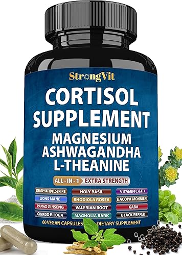 StrongVit Cortisol Supplements for Women and Men with Magnesium, Ashwa