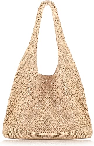 COOKOOKY Crochet Beach Tote bag Summer Beach Bag for Women Aesthetic M