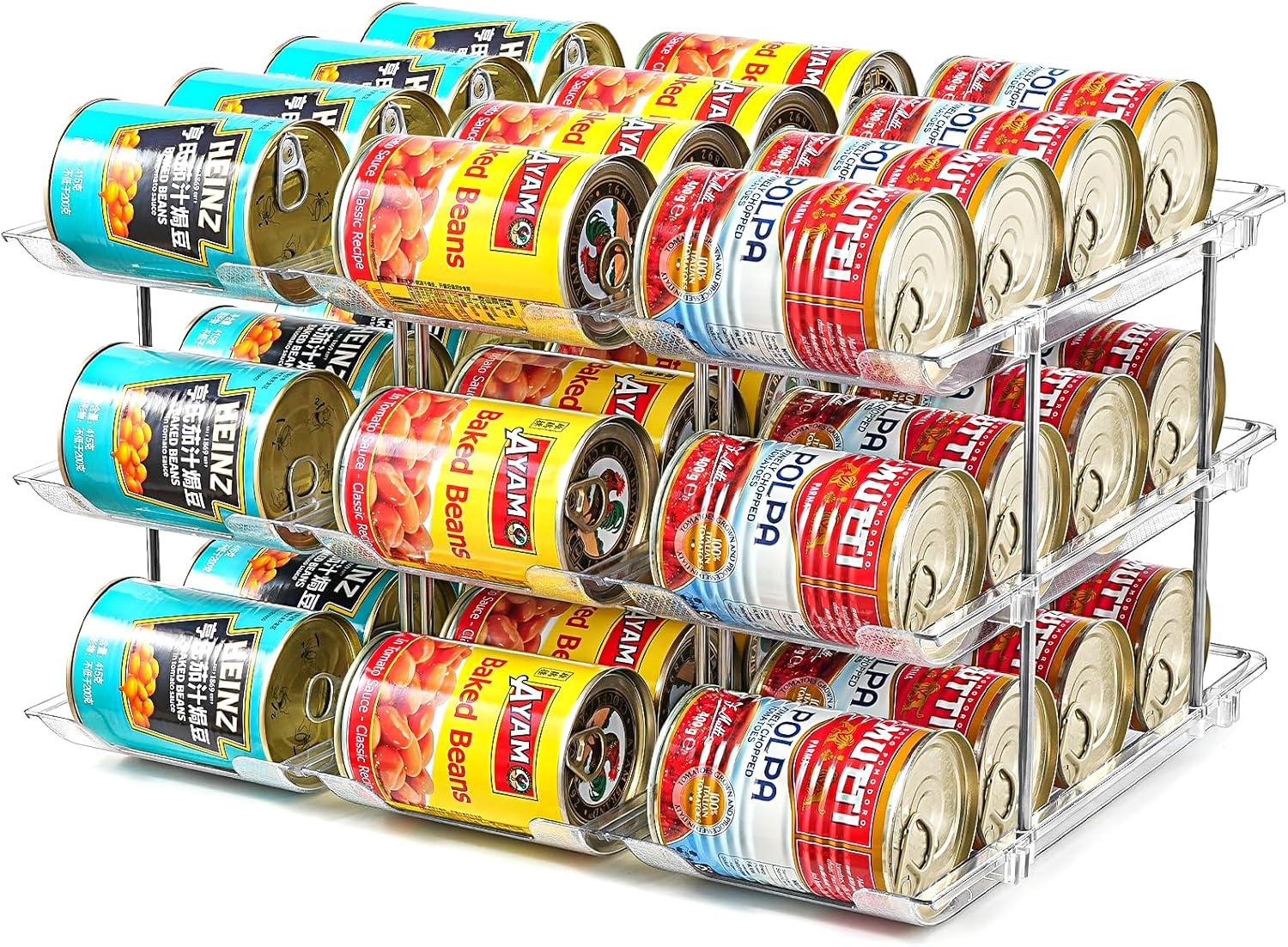 Can Organizer for Pantry， Stacking Can Storage Organizer Pantry，Automa