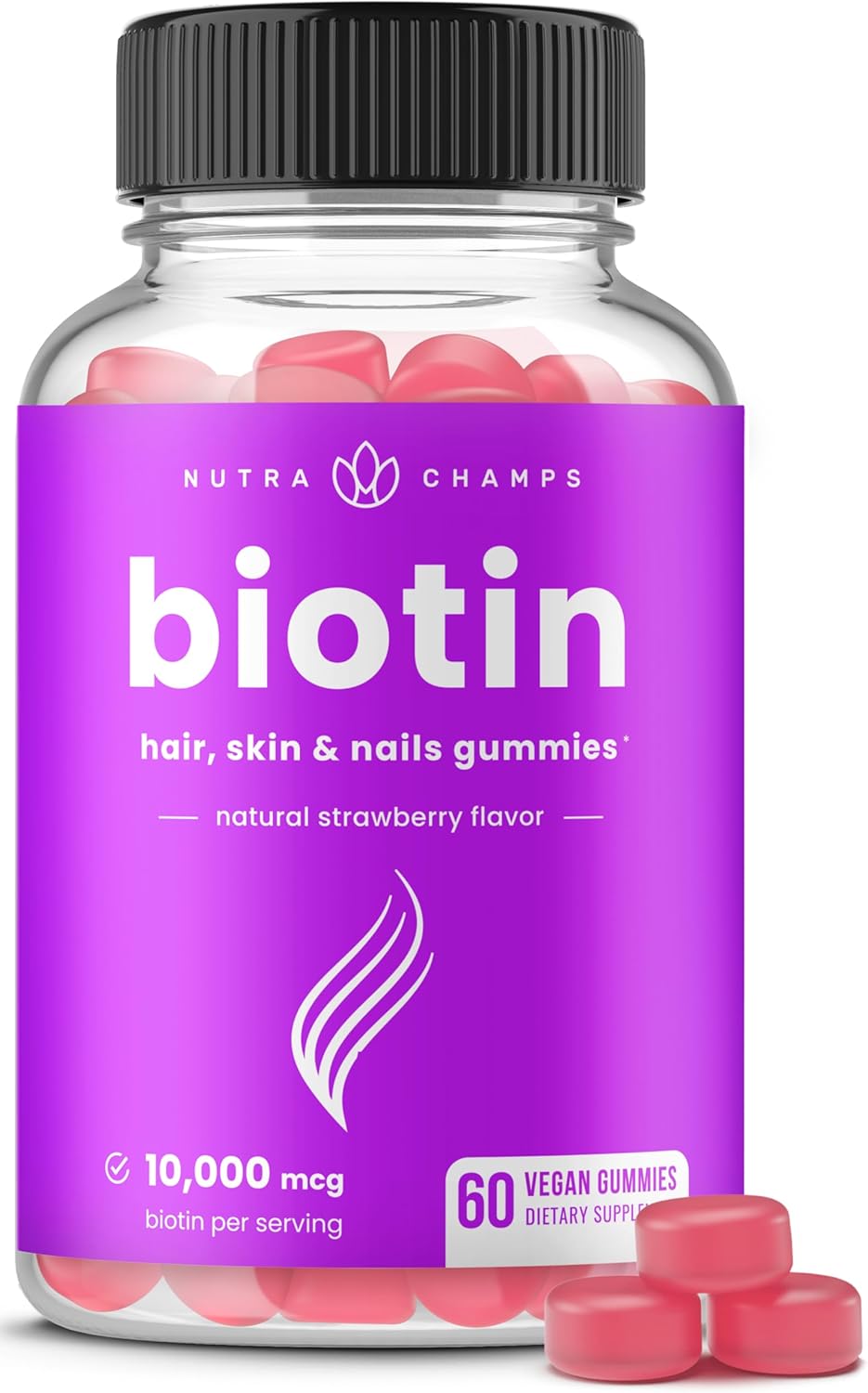 NutraChamps Biotin Gummies 10000mcg [High Potency] for Healthy Hair, S