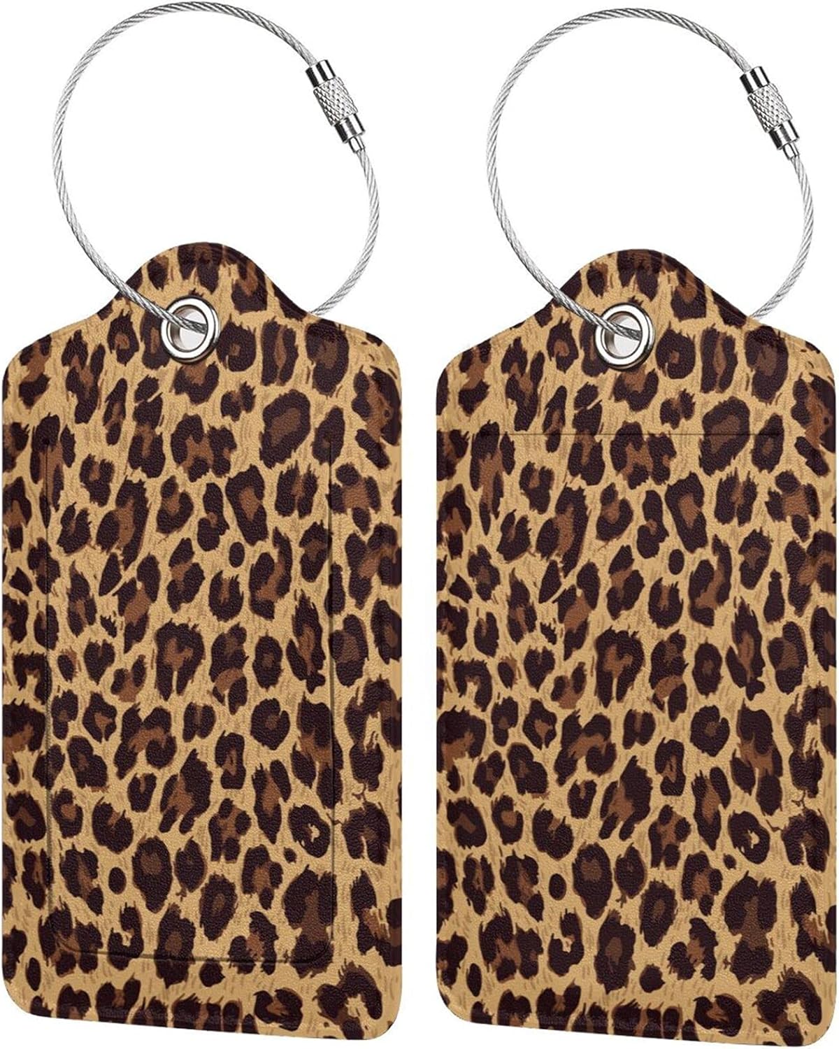 Leopard 2 Pcs Luggage Tags, Privacy Cover Id Label with Stainless Stee