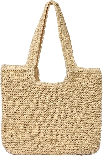 GOLDTIMO Beach Bags for Women - Summer Soft Large Woven Shoulder Purse