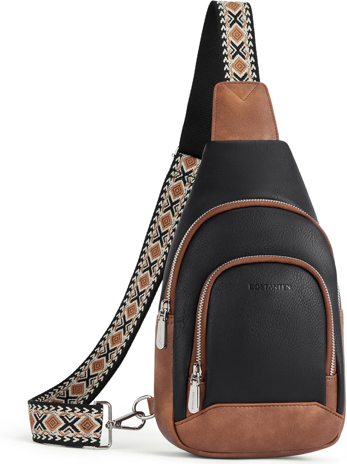 BOSTANTEN Bohemian Leather Crossbody Bag with Guitar Strap