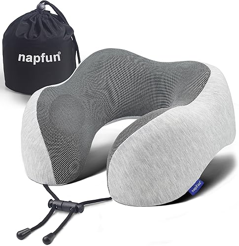 napfun Neck Pillow for Traveling, Upgraded Travel Neck Pillow for Airp