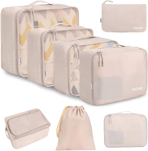 BAGAIL 8 Set Packing Cubes Luggage Packing Organizers for Travel Acces
