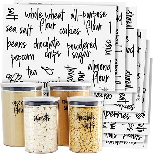 Talented Kitchen Pantry Labels for Food Containers - 157-Piece, Black 