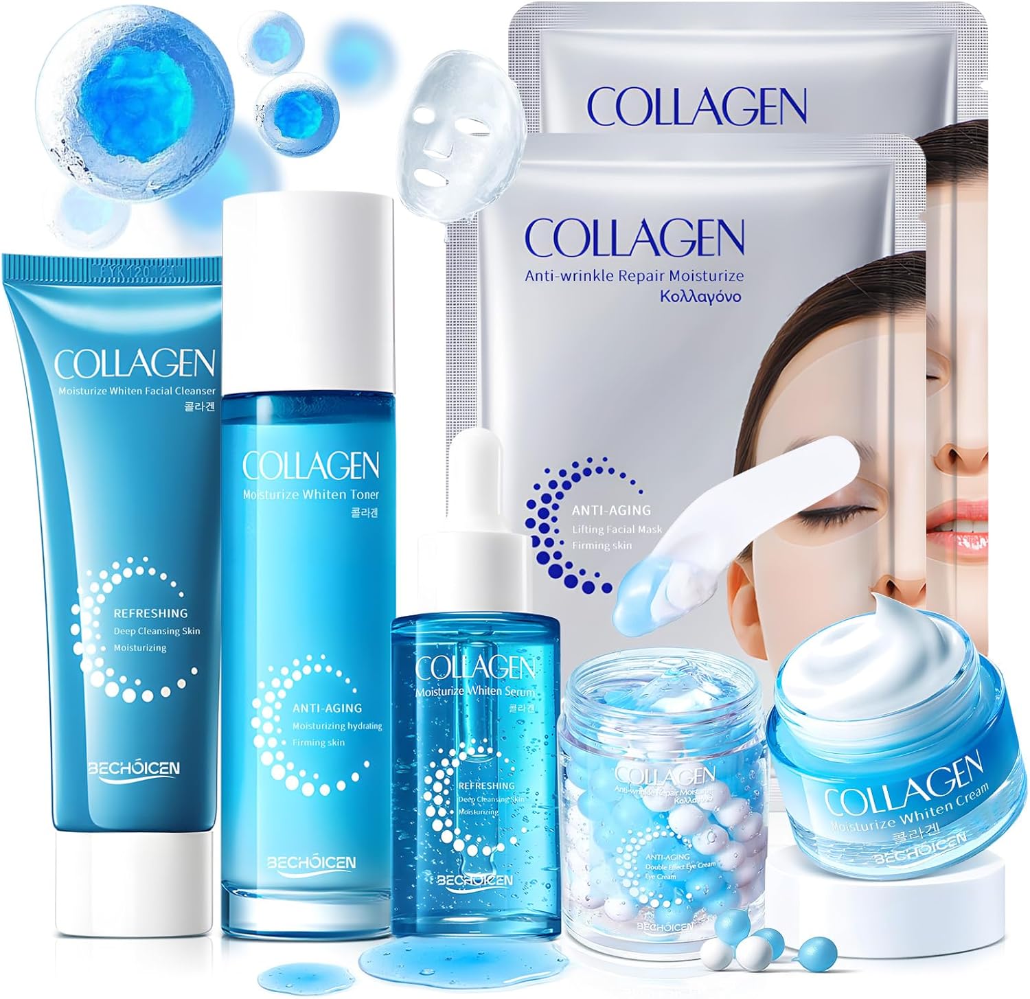 Collagen Skincare Set 7 Piece Face Care Kit
