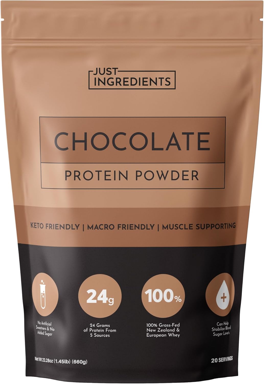 JUST INGREDIENTS Chocolate Protein Powder Grass-Fed