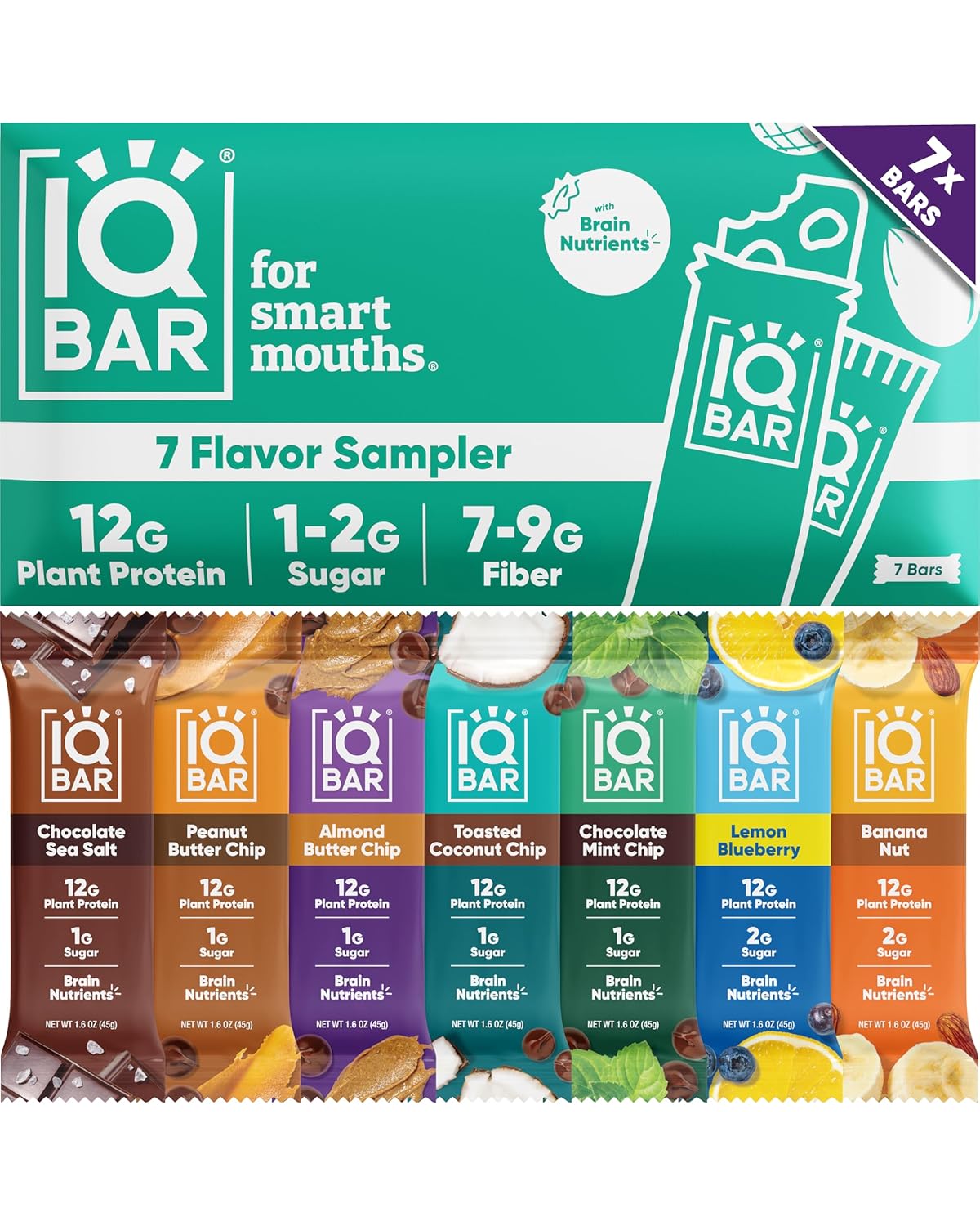 The Best Healthy Snacks to Keep at Your Desk (That Don't Feel Like a Punishment) IQBAR Protein Bar Sampler Pack 7 Count